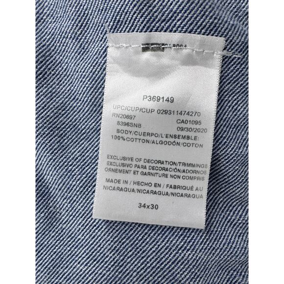 Y2k Dickies Bib Overalls Mens 34x30 Blue Denim Carpenter Workwear Utility Pocket - Picture 7 of 11